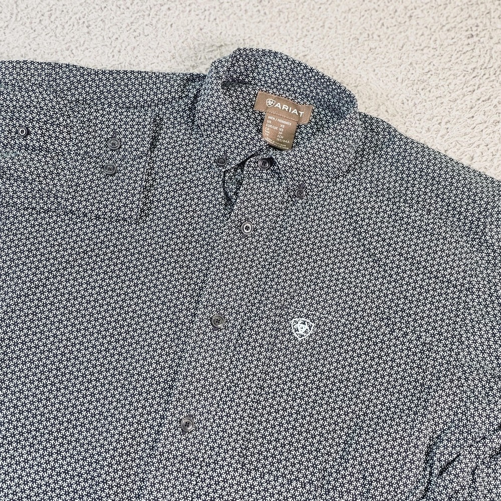 Ariat Nate Shirt Mens XS Blue Geometric Long Sleeve Button Down Western Casual